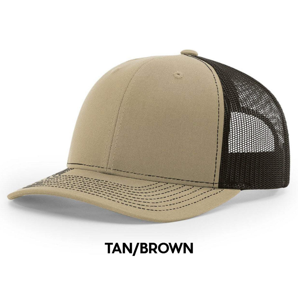 Custom Chukar Hunting Leather Patch Hat, Idaho Richardson 112 Trucker Cap