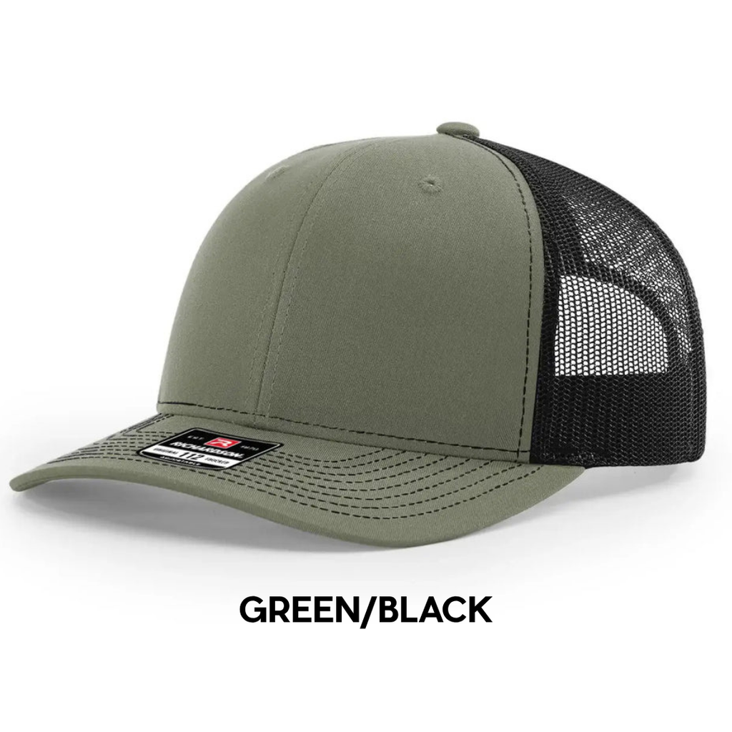 Custom Chukar Hunting Leather Patch Hat, Idaho Richardson 112 Trucker Cap