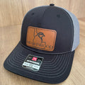 Custom Chukar Hunting Leather Patch Hat, Idaho Richardson 112 Trucker Cap