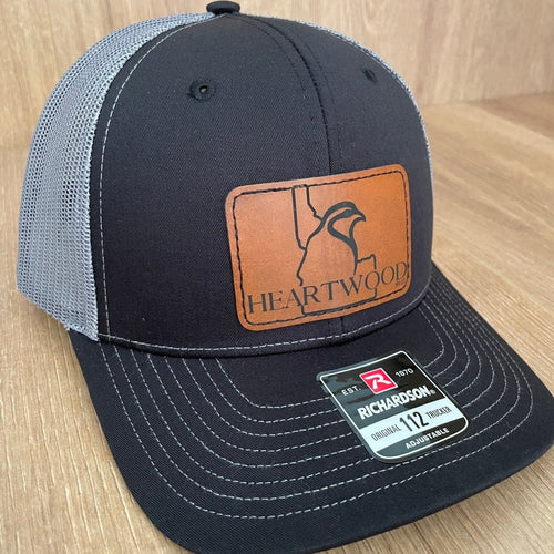 Custom Chukar Hunting Leather Patch Hat, Idaho Richardson 112 Trucker Cap