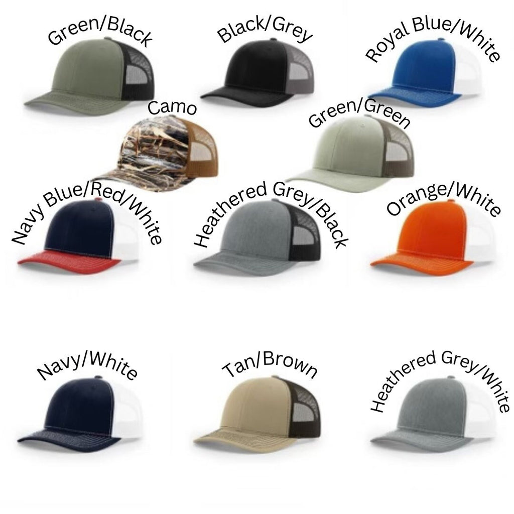 Custom Chukar Hunting Leather Patch Hat, Idaho Richardson 112 Trucker Cap